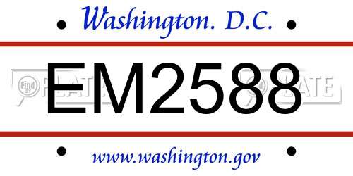 EM2588 District Of Columbia License Plate