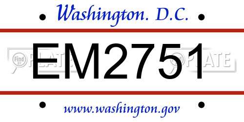 EM2751 District Of Columbia License Plate