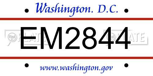 EM2844 District Of Columbia License Plate