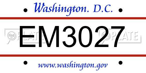 EM3027 District Of Columbia License Plate