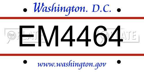 EM4464 District Of Columbia License Plate