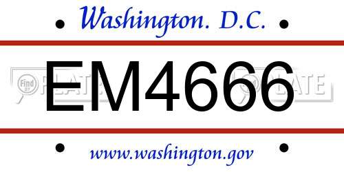 EM4666 District Of Columbia License Plate