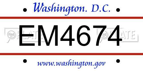 EM4674 District Of Columbia License Plate