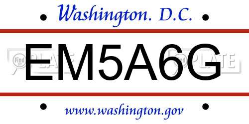 EM5A6G District Of Columbia License Plate