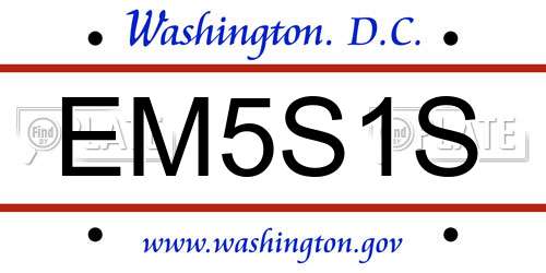 EM5S1S District Of Columbia License Plate