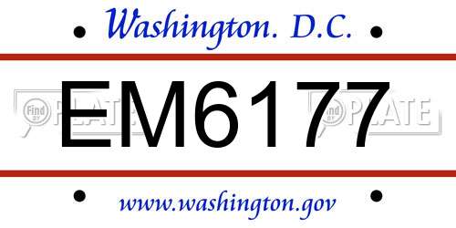 EM6177 District Of Columbia License Plate