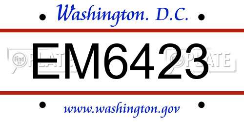 EM6423 District Of Columbia License Plate