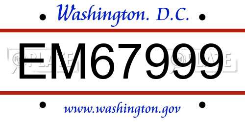 EM67999 District Of Columbia License Plate
