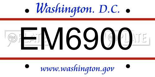 EM6900 District Of Columbia License Plate