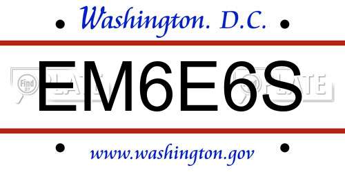 EM6E6S District Of Columbia License Plate