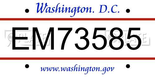 EM73585 District Of Columbia License Plate