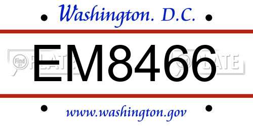 EM8466 District Of Columbia License Plate