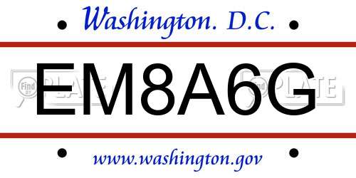 EM8A6G District Of Columbia License Plate