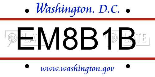 EM8B1B District Of Columbia License Plate