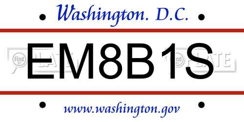 EM8B1S District Of Columbia License Plate