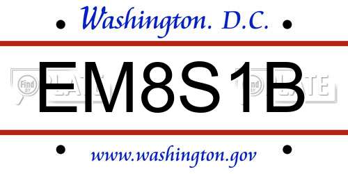 EM8S1B District Of Columbia License Plate