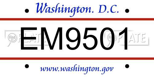 EM9501 District Of Columbia License Plate