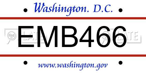 EMB466 District Of Columbia License Plate
