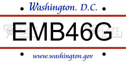 EMB46G District Of Columbia License Plate