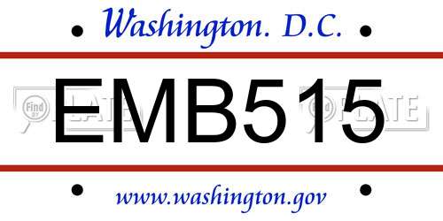 EMB515 District Of Columbia License Plate