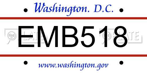 EMB518 District Of Columbia License Plate