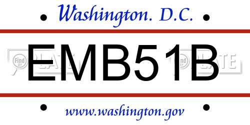 EMB51B District Of Columbia License Plate