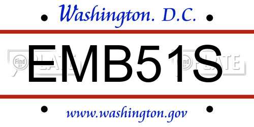 EMB51S District Of Columbia License Plate