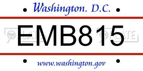 EMB815 District Of Columbia License Plate