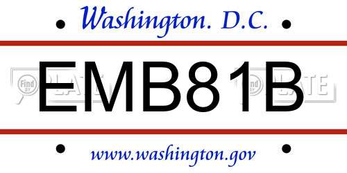 EMB81B District Of Columbia License Plate