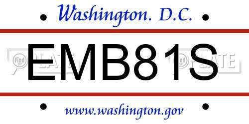 EMB81S District Of Columbia License Plate