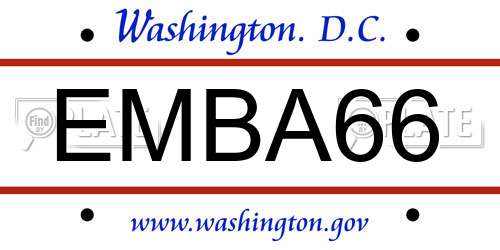 EMBA66 District Of Columbia License Plate