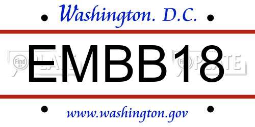 EMBB18 District Of Columbia License Plate