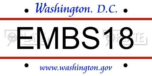 EMBS18 District Of Columbia License Plate