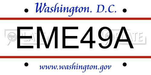 EME49A District Of Columbia License Plate