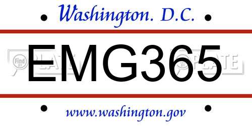 EMG365 District Of Columbia License Plate