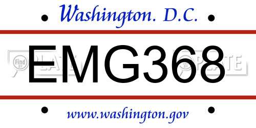 EMG368 District Of Columbia License Plate