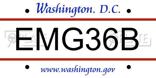 EMG36B District Of Columbia License Plate