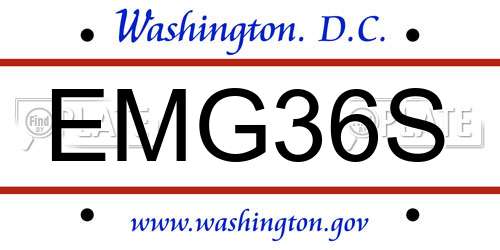 EMG36S District Of Columbia License Plate