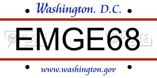 EMGE68 District Of Columbia License Plate
