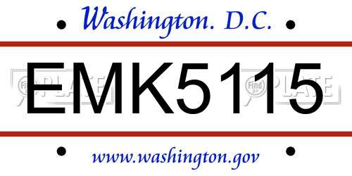 EMK5115 District Of Columbia License Plate