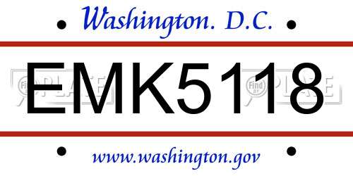 EMK5118 District Of Columbia License Plate