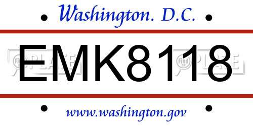 EMK8118 District Of Columbia License Plate