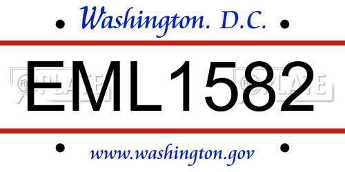 EML1582 District Of Columbia License Plate
