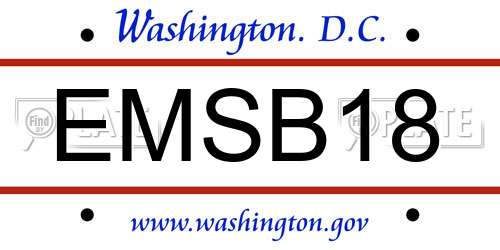 EMSB18 District Of Columbia License Plate
