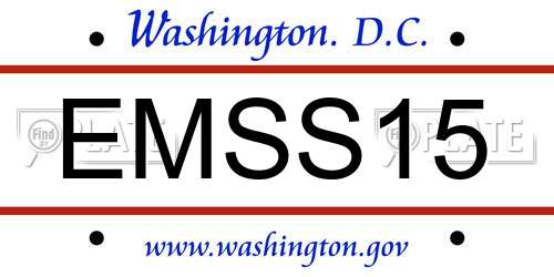 EMSS15 District Of Columbia License Plate