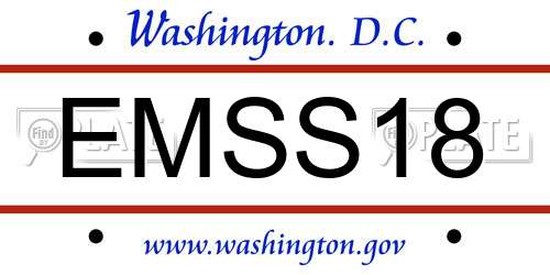 EMSS18 District Of Columbia License Plate