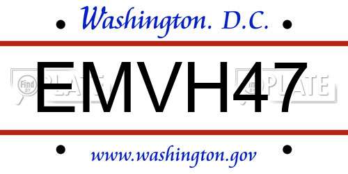 EMVH47 District Of Columbia License Plate