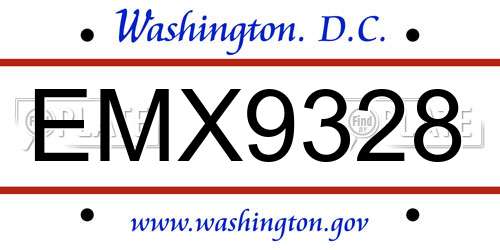 EMX9328 District Of Columbia License Plate