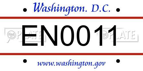 EN0011 District Of Columbia License Plate