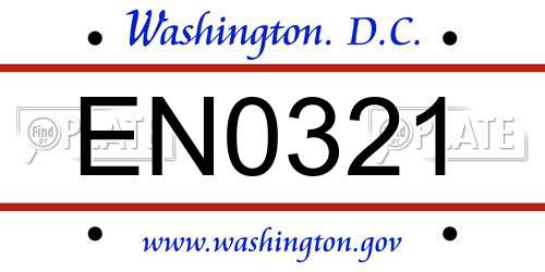 EN0321 District Of Columbia License Plate